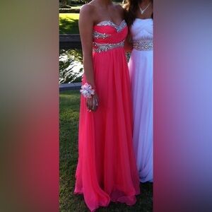 Sherri Hill Coral Strapless Prom or Homecoming Dress, Size 2